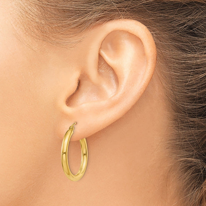 14k Yellow Gold 3MM Light Tube Hoop Earrings