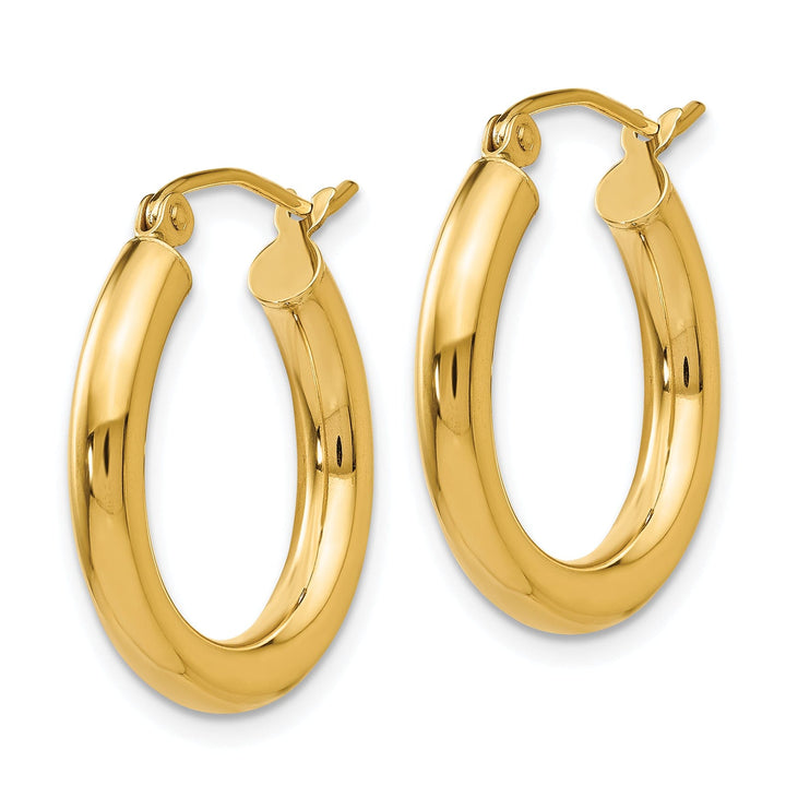 14k Yellow Gold 3MM Light Tube Hoop Earrings