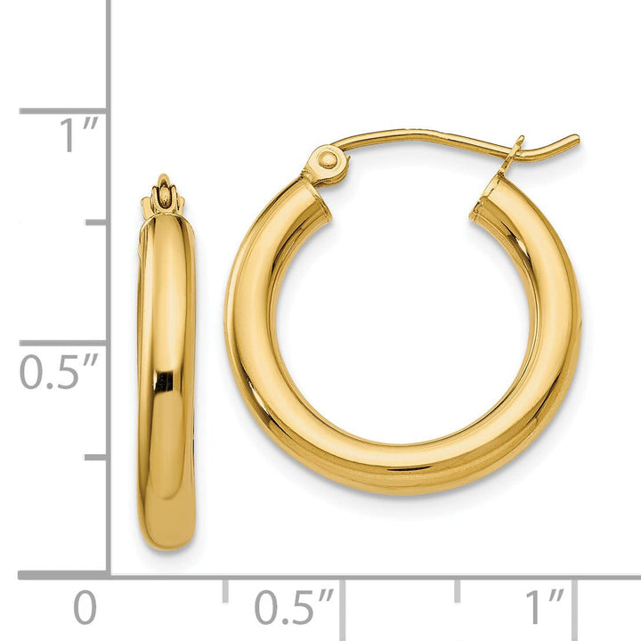 14k Yellow Gold 3MM Light Tube Hoop Earrings