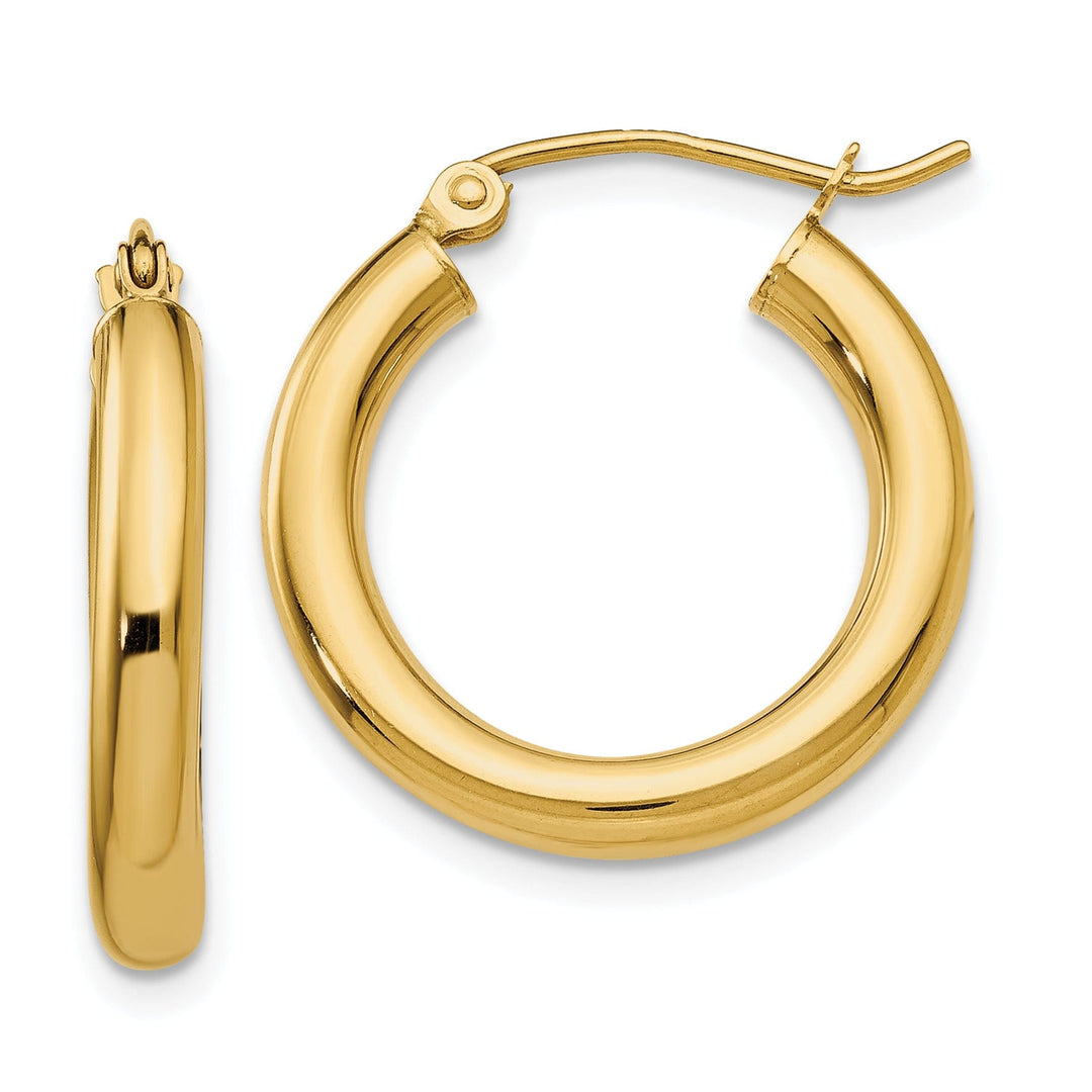 14k Yellow Gold 3MM Light Tube Hoop Earrings