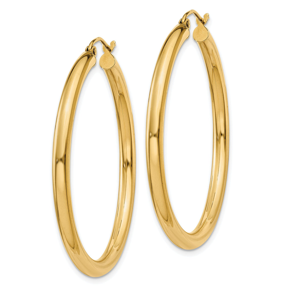 14k Yellow Gold 3MM Light Tube Hoop Earrings