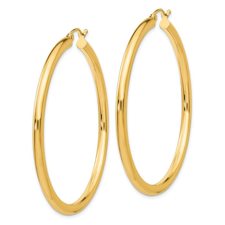 14k Yellow Gold 3MM Light Tube Hoop Earrings