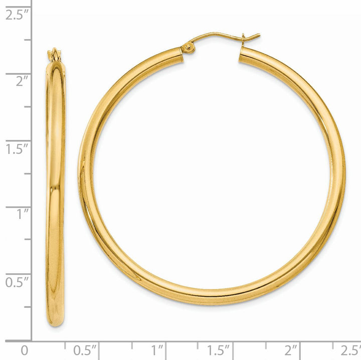 14k Yellow Gold 3MM Light Tube Hoop Earrings