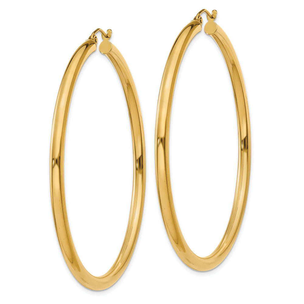 14k Yellow Gold 3MM Light Tube Hoop Earrings