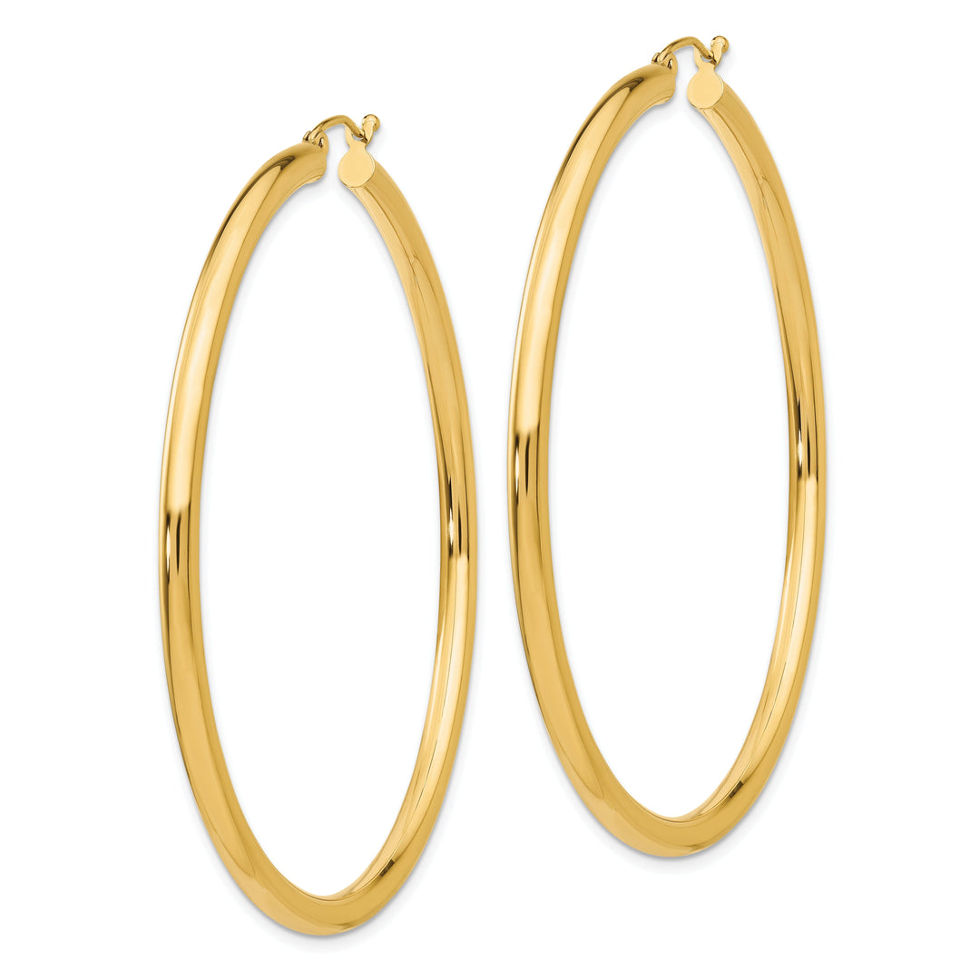 14k Yellow Gold 3MM Light Tube Hoop Earrings