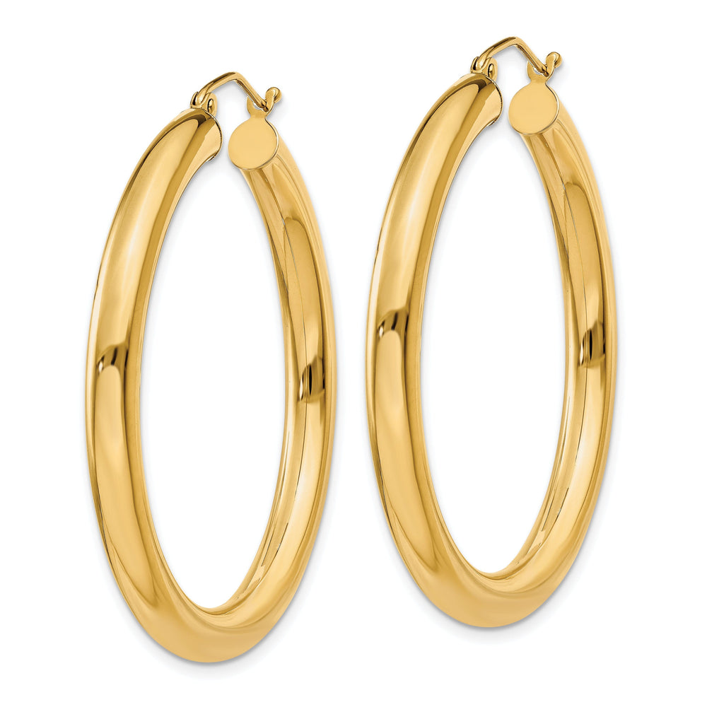 14k Yellow Gold 4MM x 40MM Tube Hoop Earrings