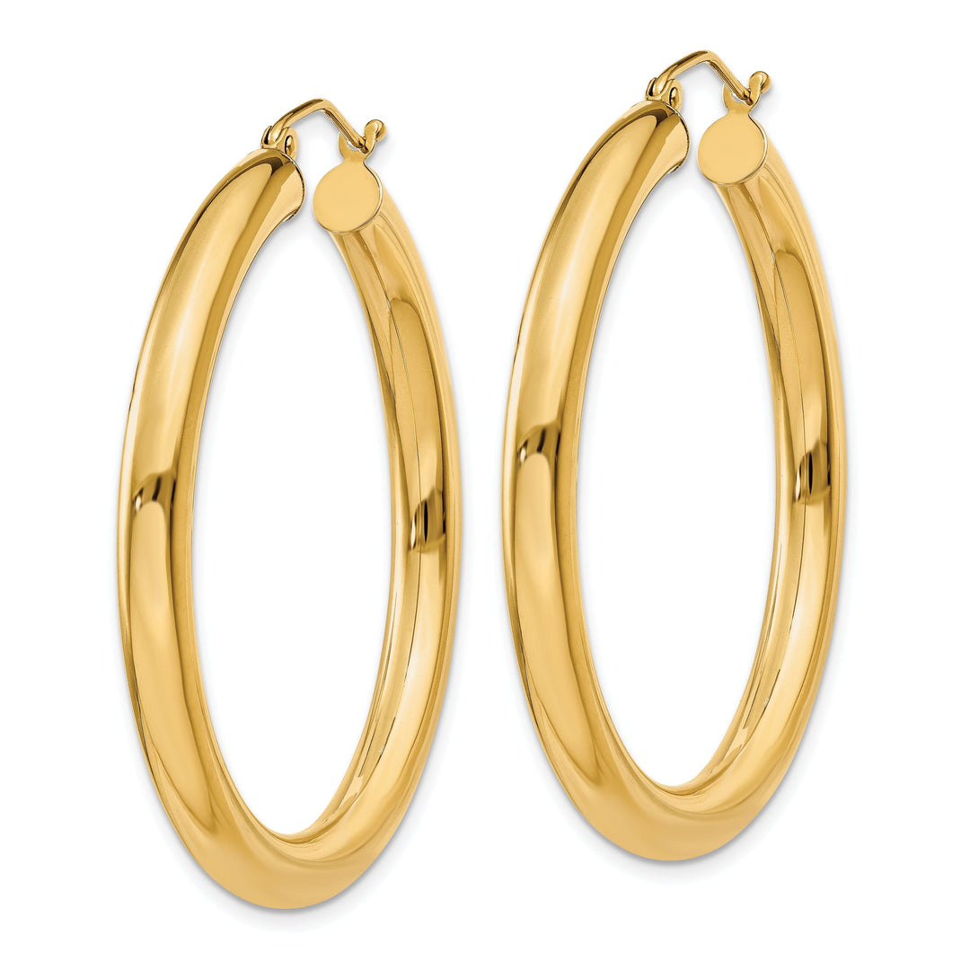 14k Yellow Gold 4MM x 40MM Tube Hoop Earrings