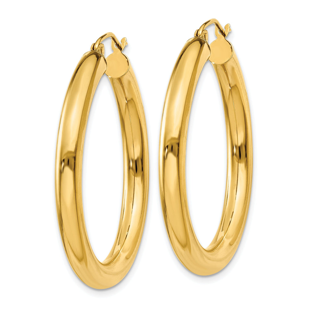 14k Yellow Gold 4MM x 35MM Tube Hoop Earrings