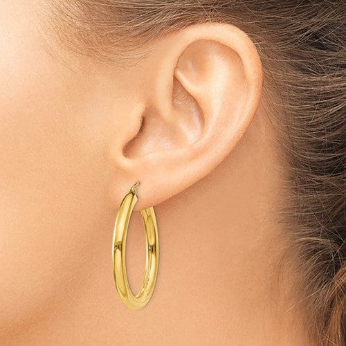 14k Yellow Gold 4MM Lightweight Round Earrings