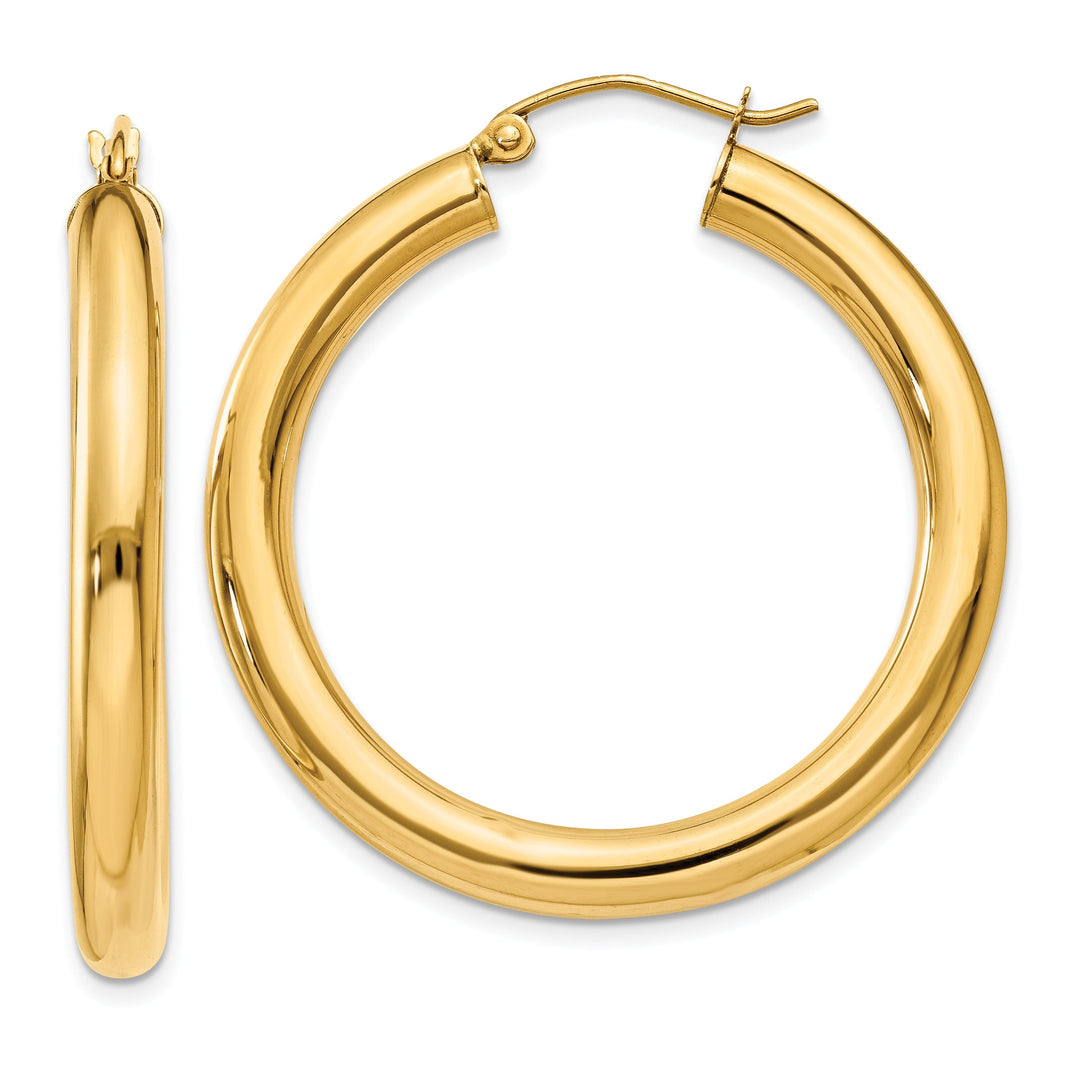 14k Yellow Gold 4MM Lightweight Round Earrings