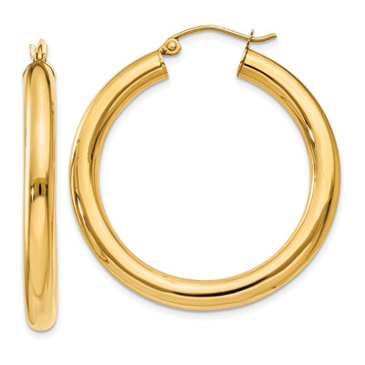 14k Yellow Gold 4MM x 35MM Tube Hoop Earrings at $ 350.71 only from Jewelryshopping.com