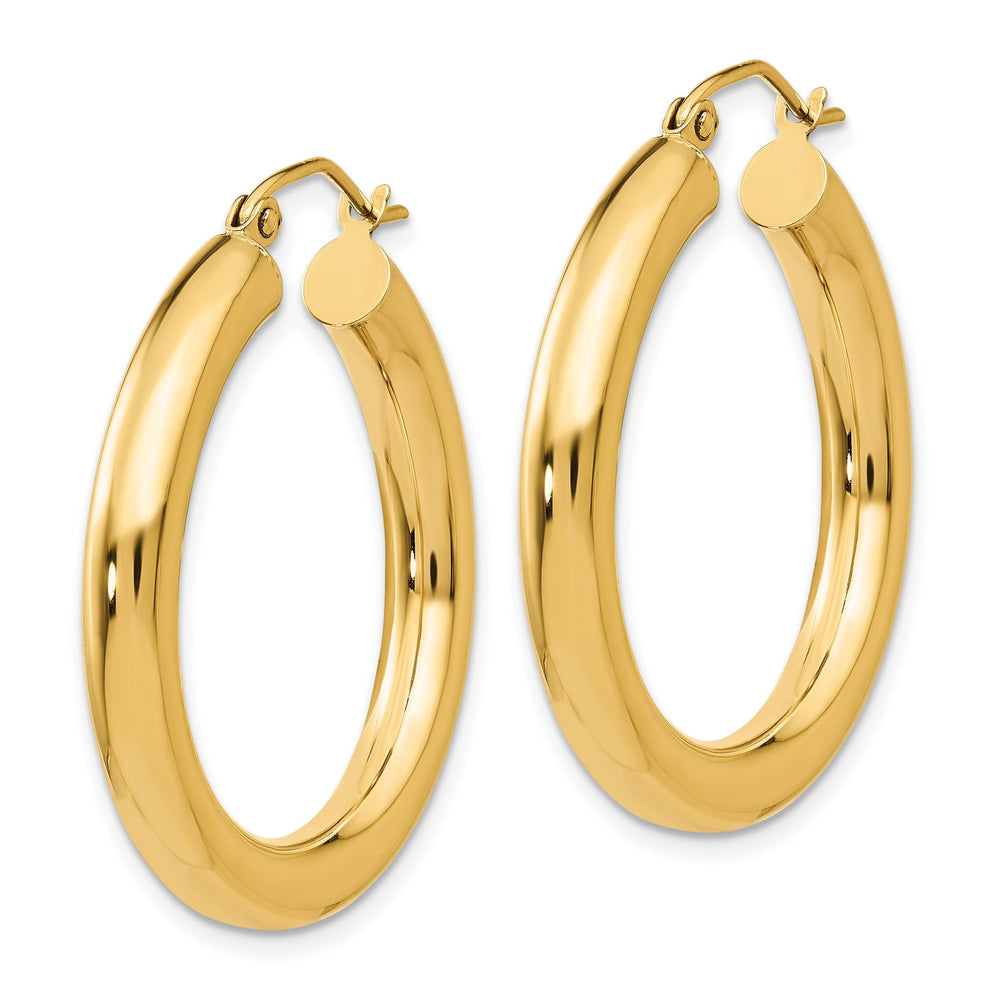 14k Yellow Gold 4MM x 30MM Tube Hoop Earrings