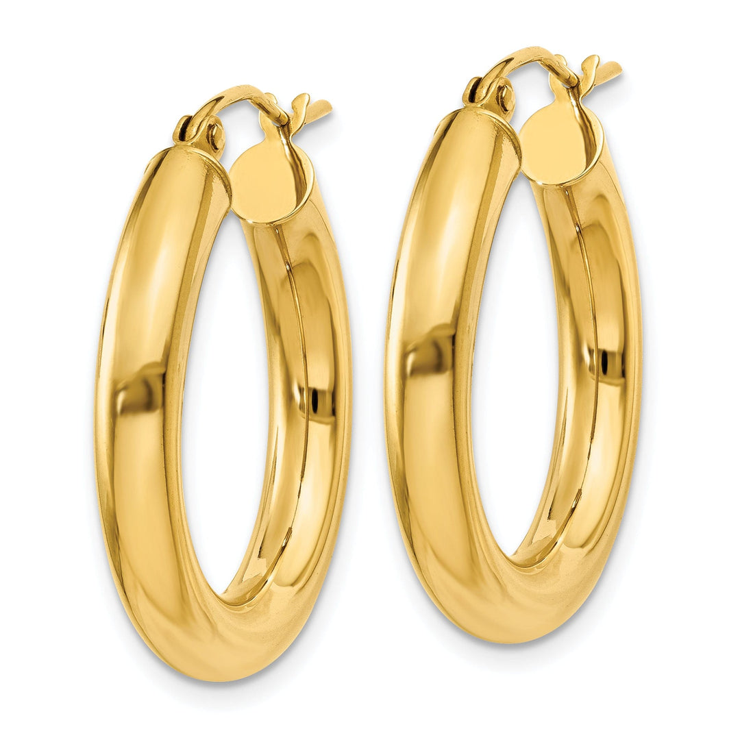 14k Yellow Gold 4MM x 25MM Tube Hoop Earrings