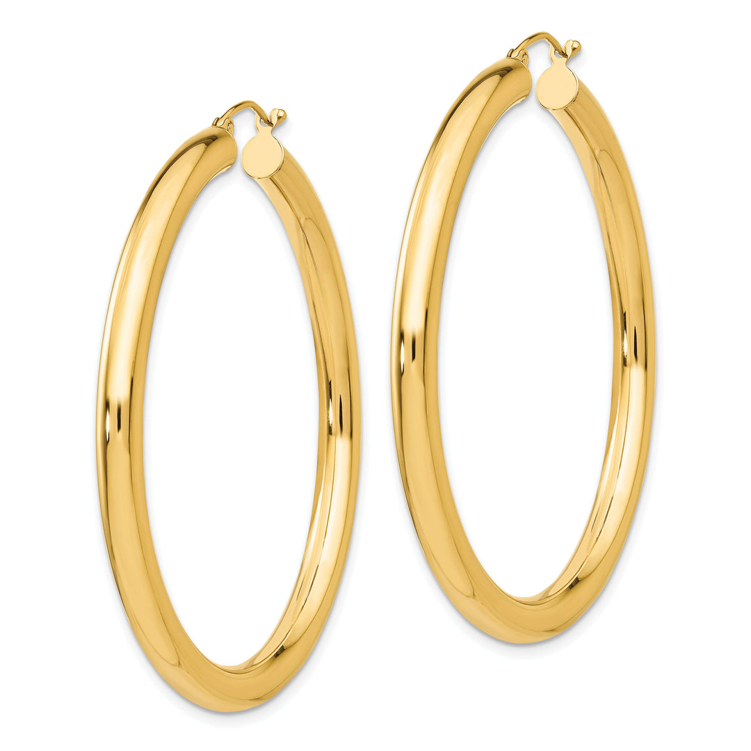 14k Yellow Gold 4MM x 50MM Tube Hoop Earrings