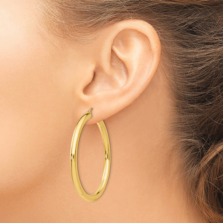 14k Yellow Gold 4MM Lightweight Round Earrings