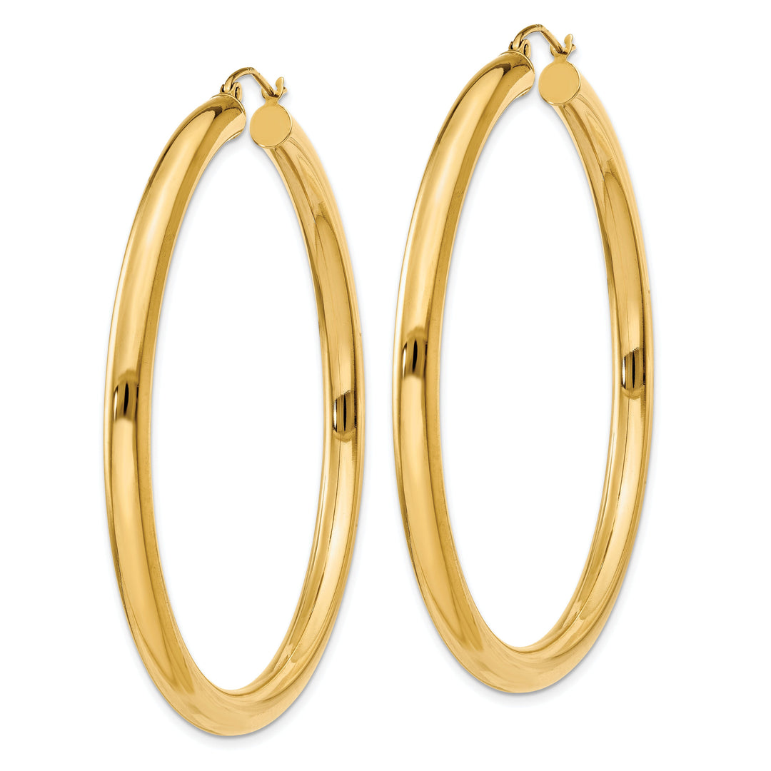 14k Yellow Gold 4MM x 55MM Tube Hoop Earrings