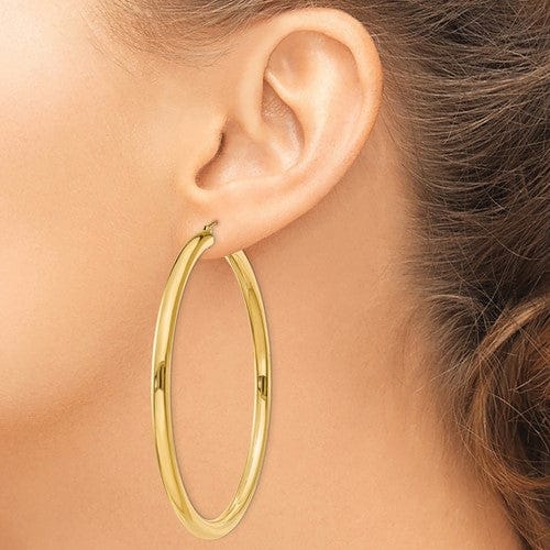 14k Yellow Gold 4MM Lightweight Round Earrings