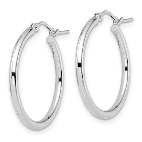 10kt White Gold Polished Hinged Hoop Earrings