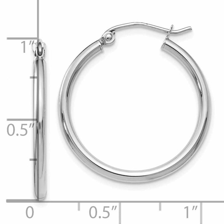 10kt White Gold Polished Hinged Hoop Earrings