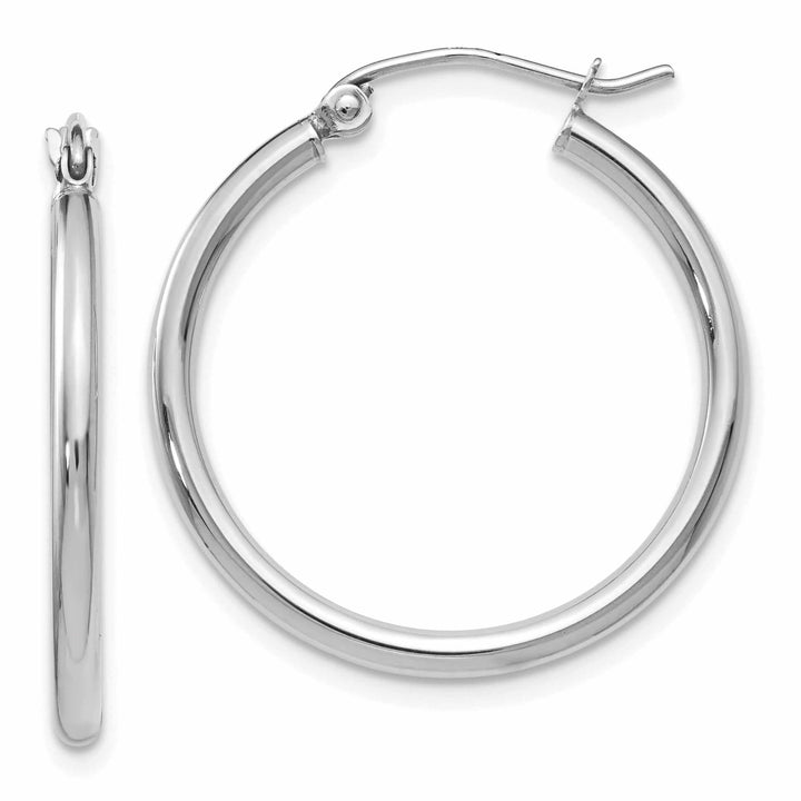 10kt White Gold Polished Hinged Hoop Earrings