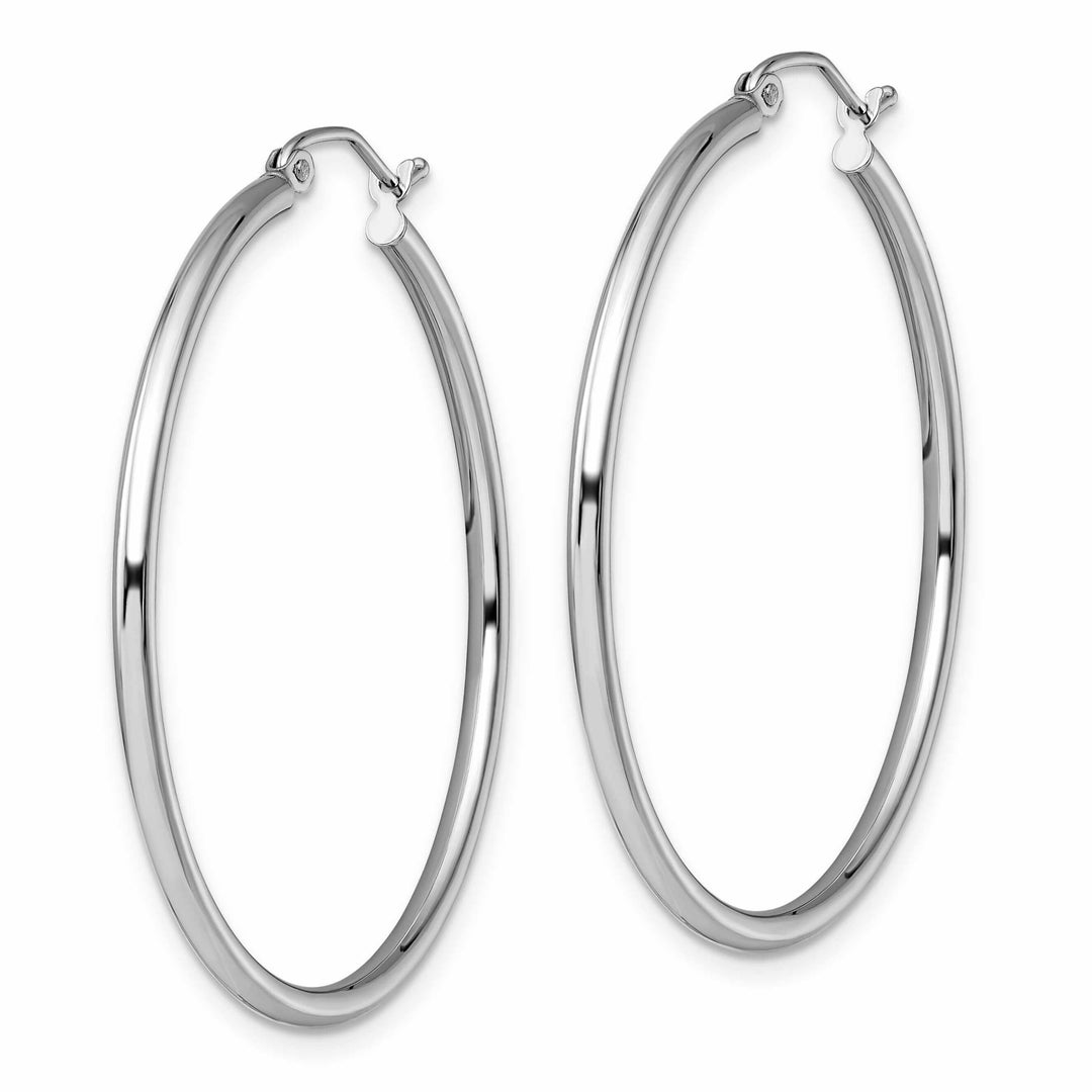 10kt White Gold Polished Hinged Hoop Earrings