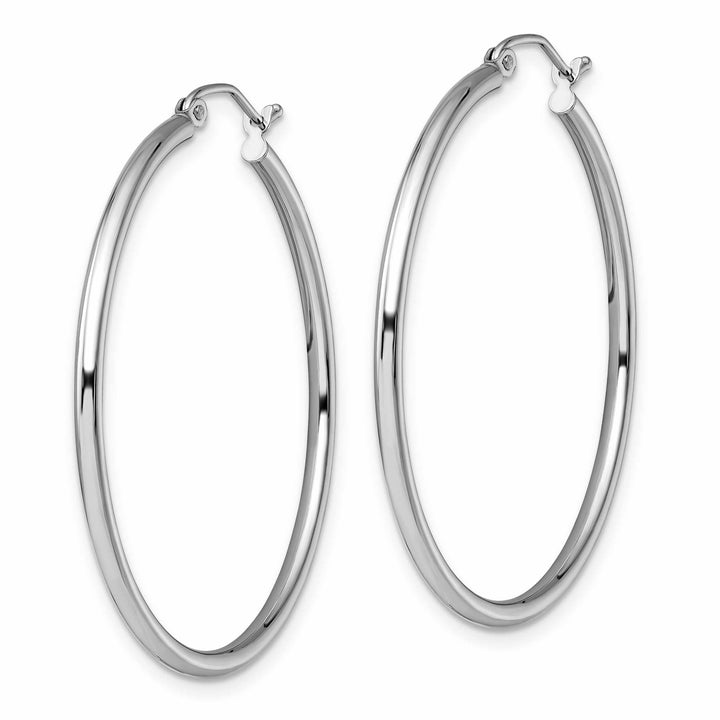 10kt White Gold Polished Hinged Hoop Earrings