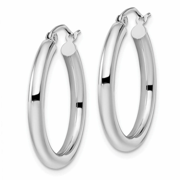 10kt White Gold Polished Hinged Hoop Earrings