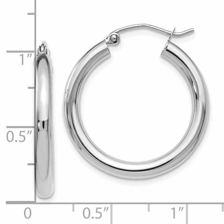 10kt White Gold Polished Hinged Hoop Earrings