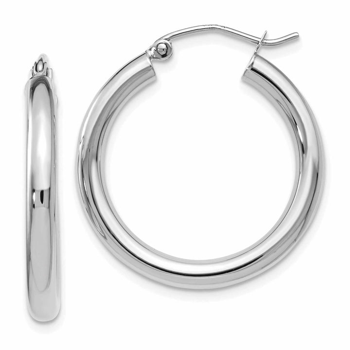 10kt White Gold Polished Hinged Hoop Earrings