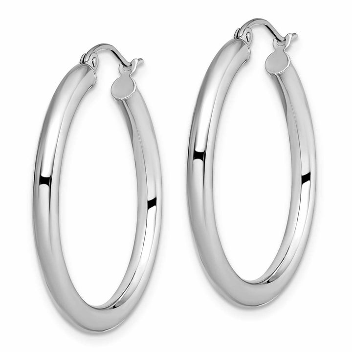 10kt White Gold Polished Hinged Hoop Earrings