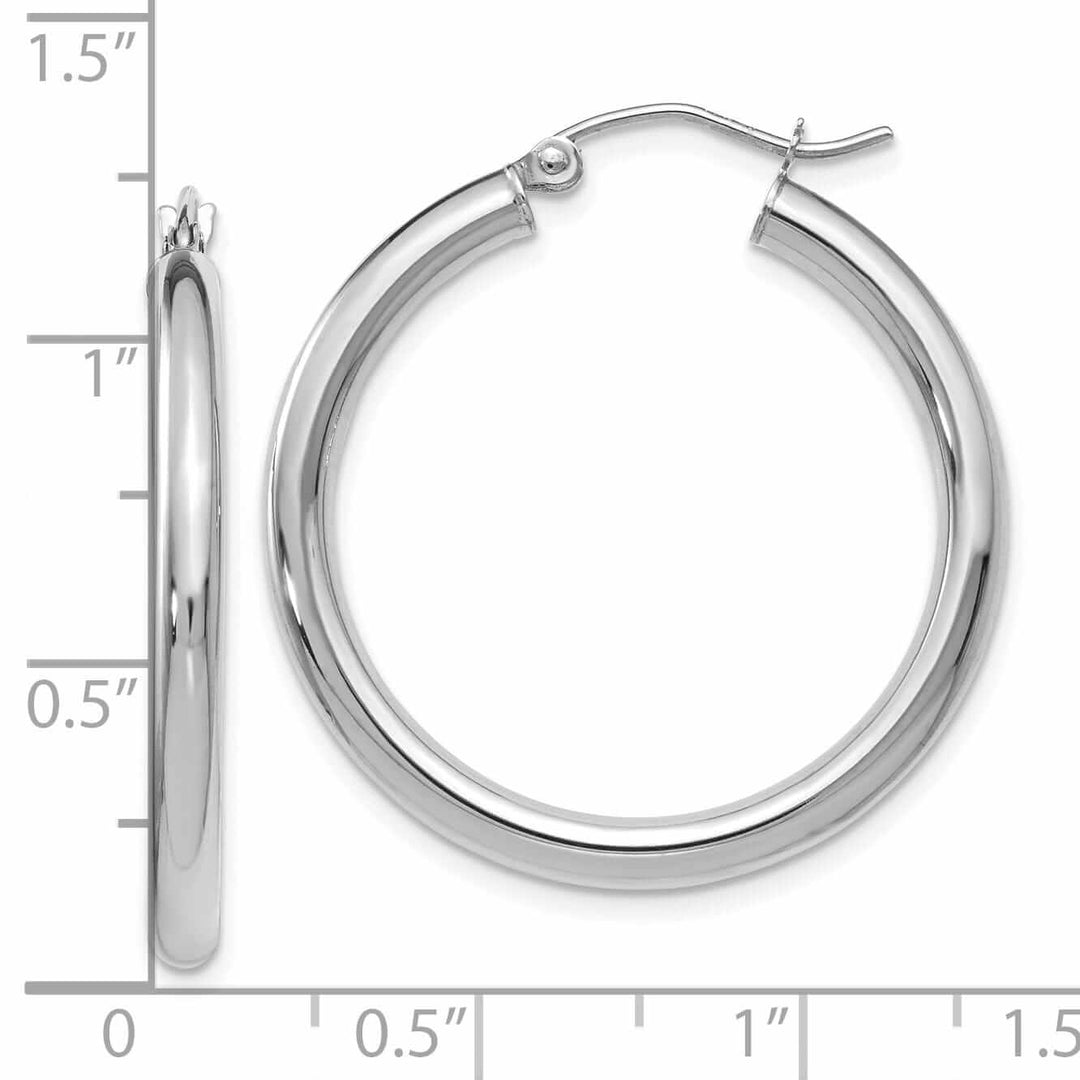 10kt White Gold Polished Hinged Hoop Earrings