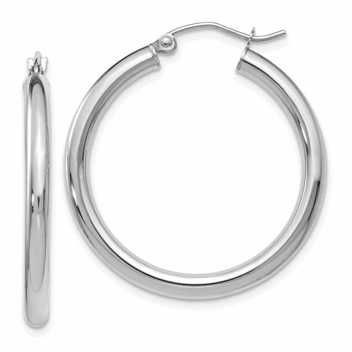 10kt White Gold Polished Hinged Hoop Earrings