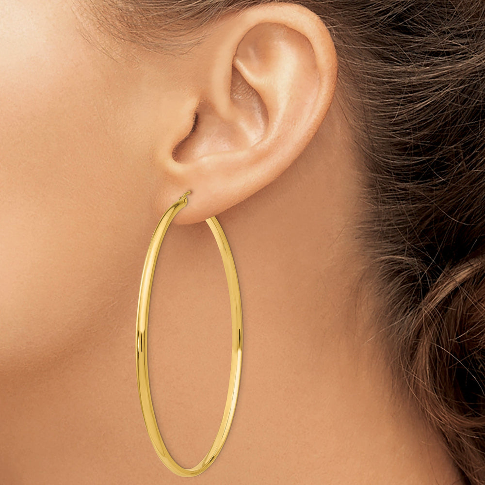 14k Yellow Gold 2.75 x 60MM Hoop Earrings