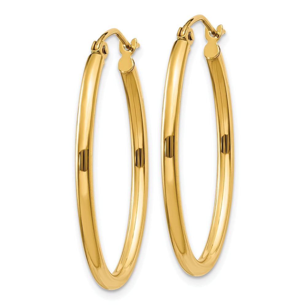 14k Yellow Gold Oval Polished Hoop Earrings