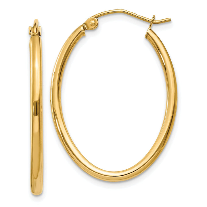 14k Yellow Gold Oval Polished Hoop Earrings