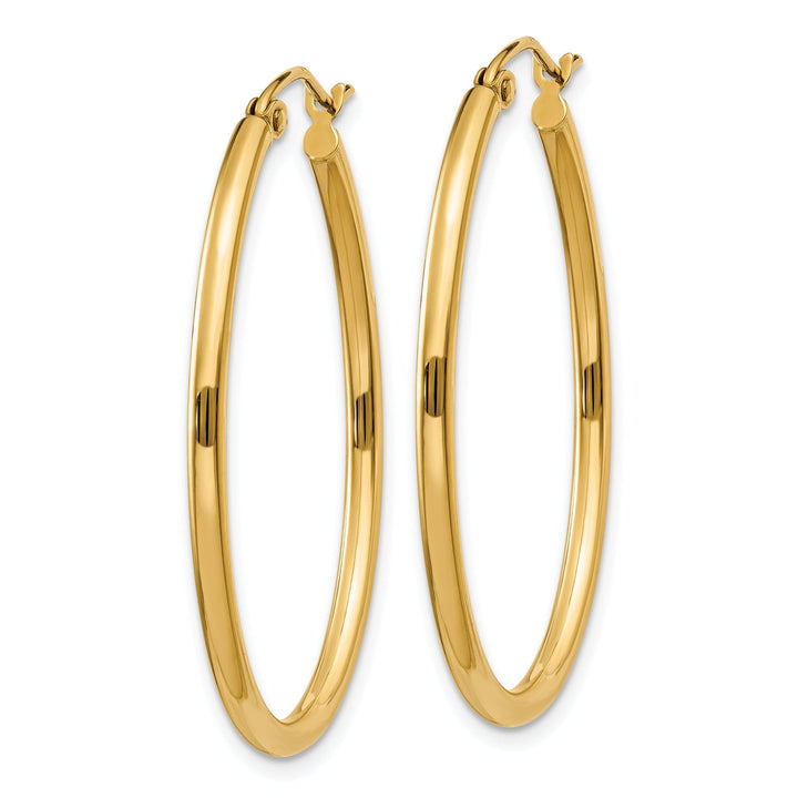 14k Yellow Gold Oval Polished Hoop Earrings