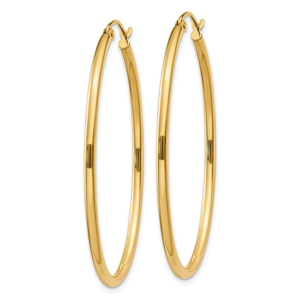 14k Yellow Gold Oval Polished Hoop Earrings