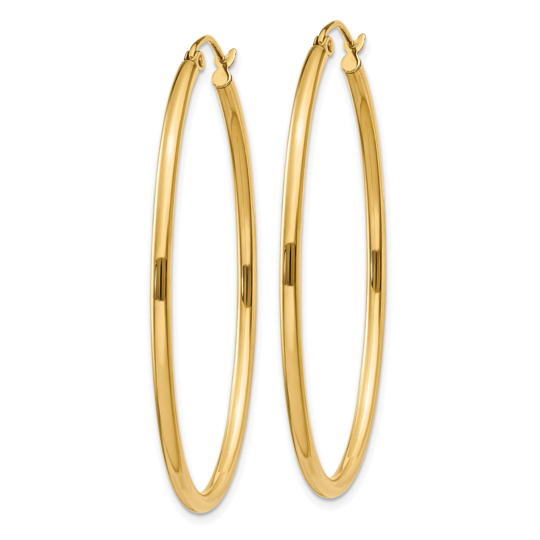 14k Yellow Gold Oval Polished Hoop Earrings