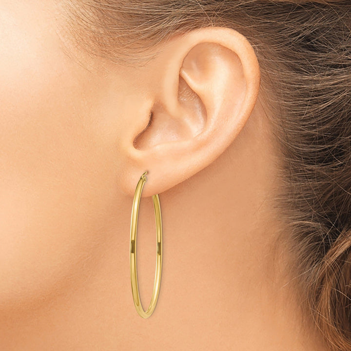 14k Yellow Gold Oval Polished Hoop Earrings