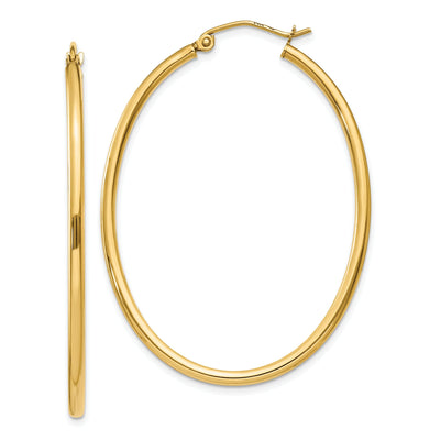 14k Yellow Gold Oval Polished Hoop Earrings at $ 235.14 only from Jewelryshopping.com