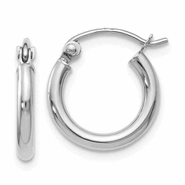 10kt White Gold Polished Hinged Hoop Earrings