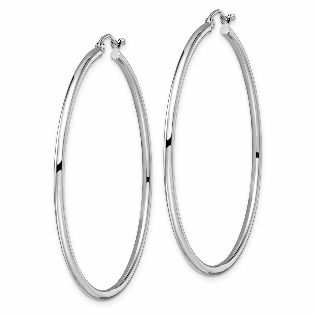 10kt White Gold Polished Hinged Hoop Earrings