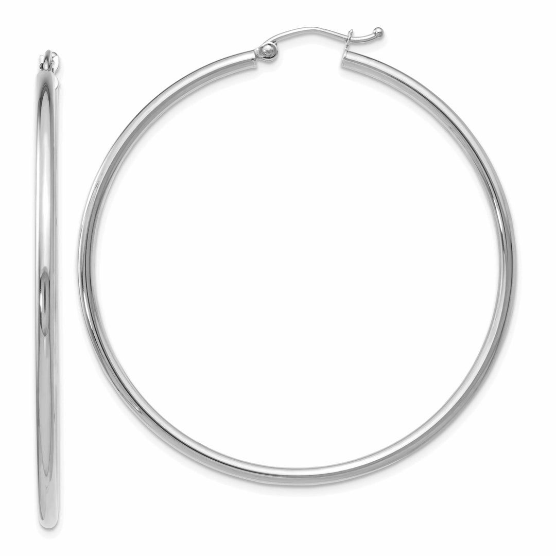 10kt White Gold Polished Hinged Hoop Earrings