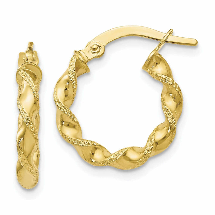 10kt Yellow Gold Twisted Hinged Hoop Earrings