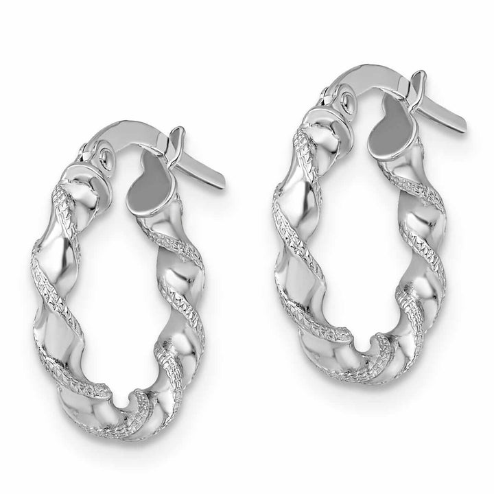 10kt White Gold Twisted Hinged Hoop Earrings