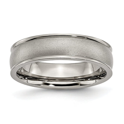 Titanium Ridged Edge 8MM Brushed and Polished Band at $ 46 only from Jewelryshopping.com