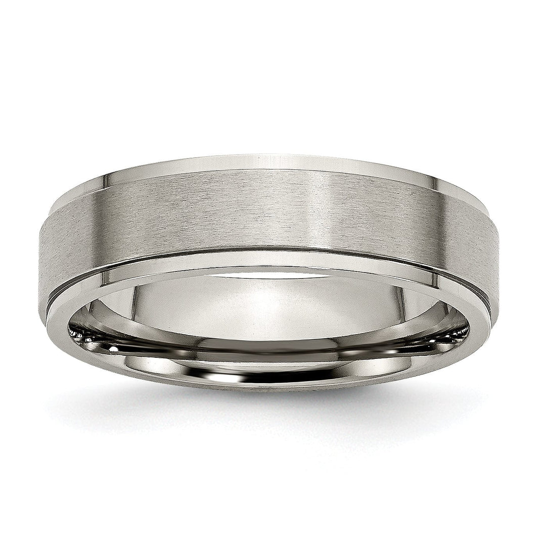 Titanium Ridged Edge Brushed and Polished Band