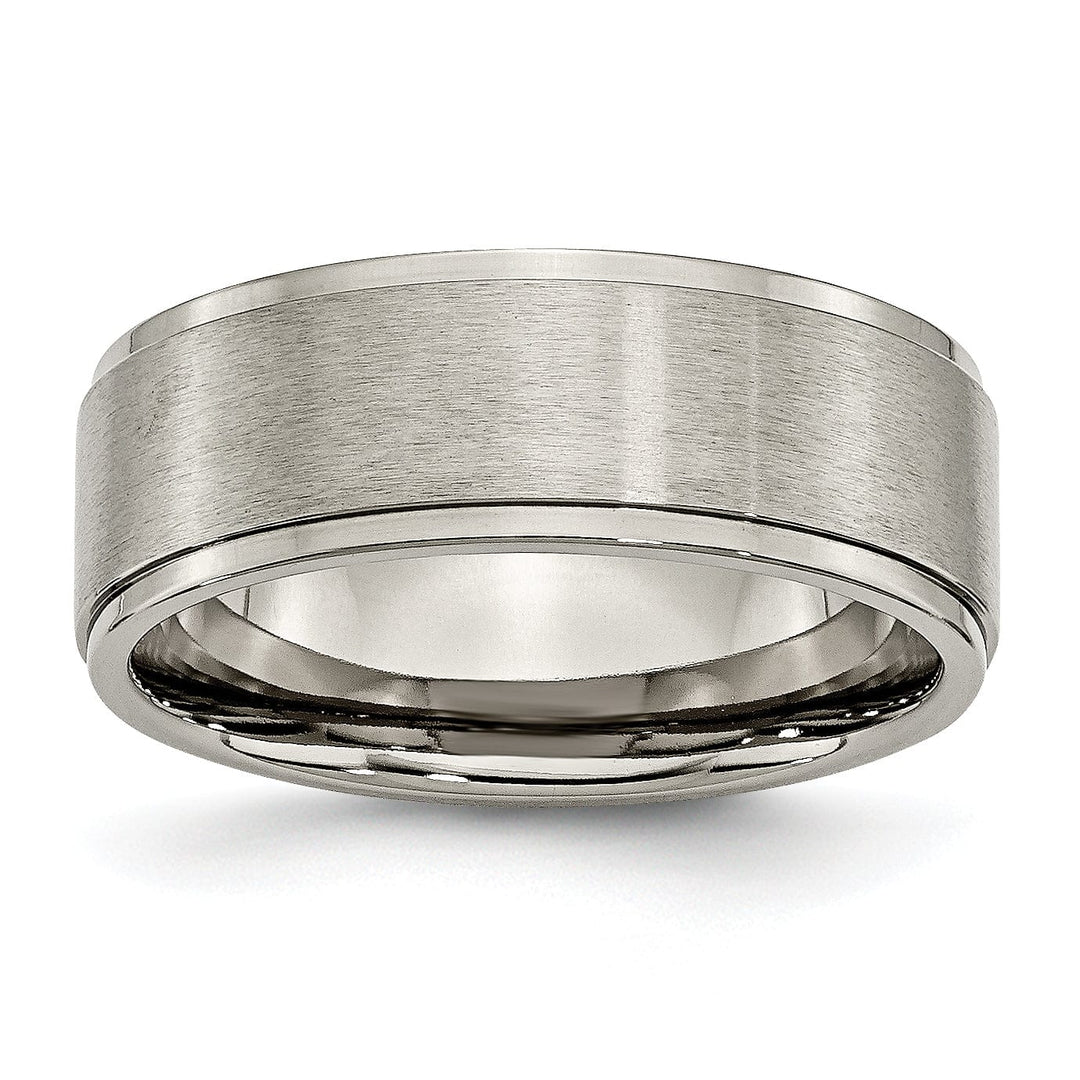 Titanium Ridged Edge Brushed and Polished Band