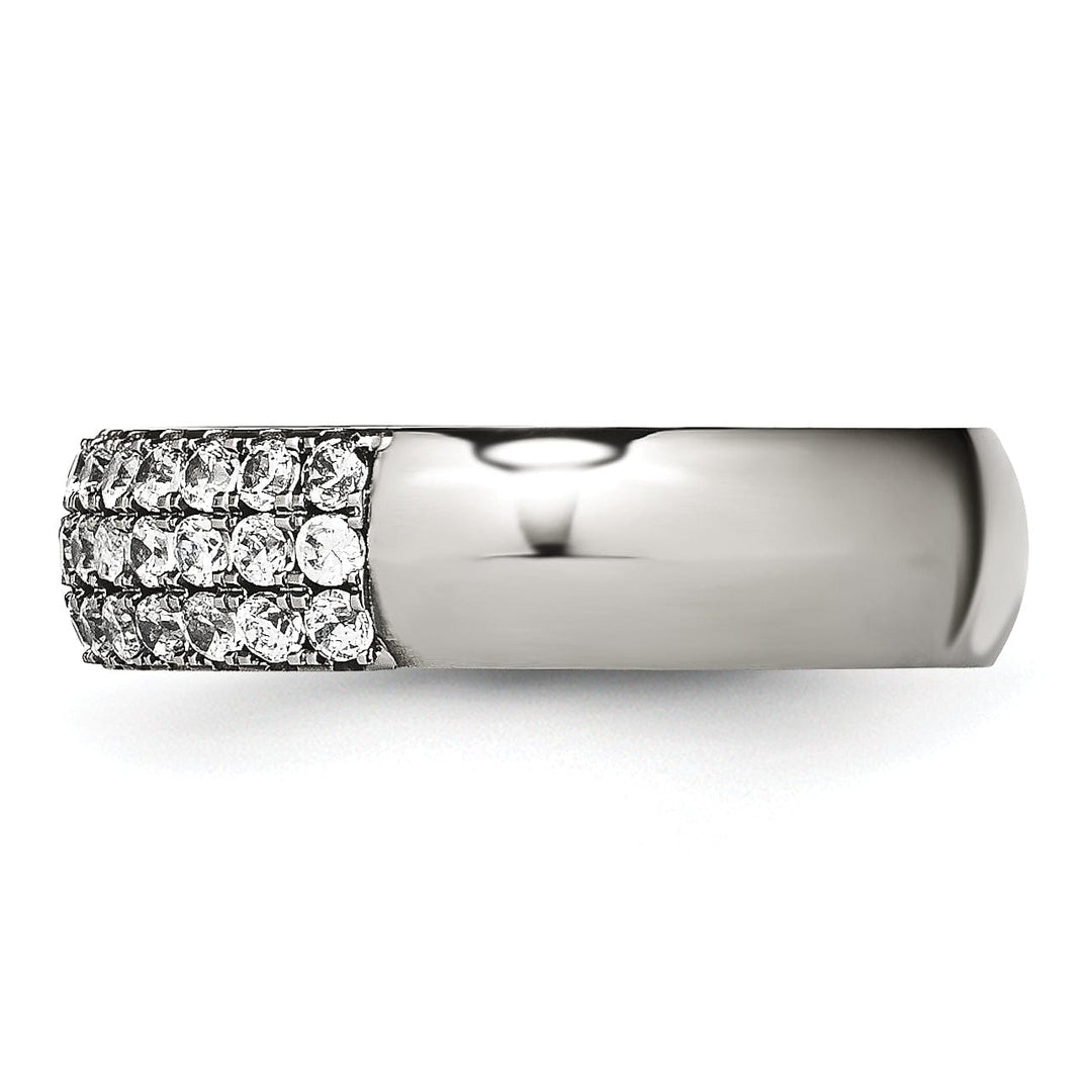 Titanium multi row cubic zirconia ring