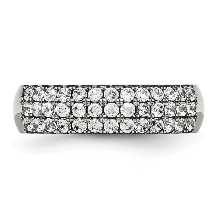 Titanium multi row cubic zirconia ring